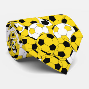 Cravate Collage de balle de soccer jaune, blanc et noir