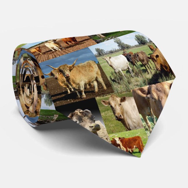 Cravate Collage de photos de vache, (Roulé)