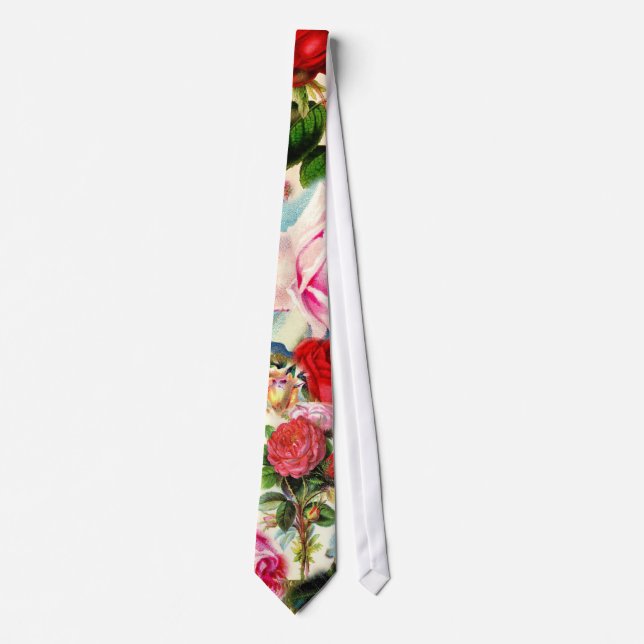 Cravate Collage floral assez chic de roseraie de cru (Devant)