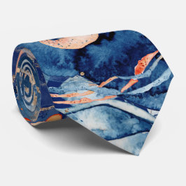 Cravate Collage nautique poulpe gelée poisson marine orang