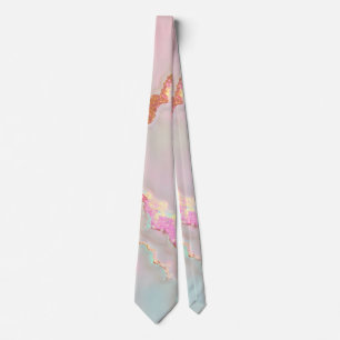 Cravate Collection Luxe Moderne Rose Pâle Menthe Douce Or