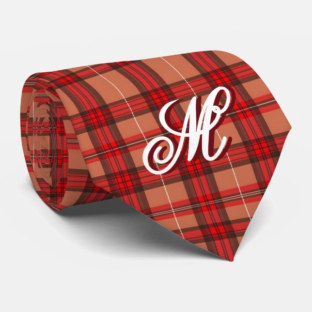 Cravate Collection Tartan Rouge Traditionnelle Tartan tend (Roulé)