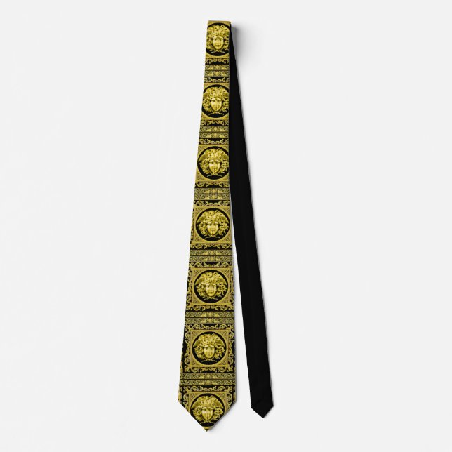 Cravate Collier de tête de Méduse dorée (Devant)