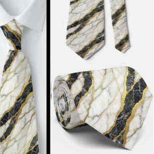 Cravate Collier en pierre de luxe   Marbre noir, blanc et 