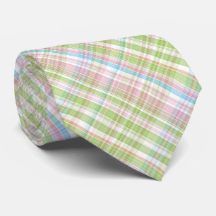 Cravate Coloré Pastel Diagonal Tartan Plaid Motif
