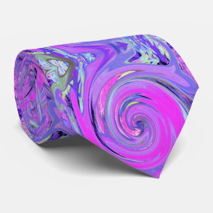 Cravate Coloré rose chaud et violet Boho Hippie Swirl