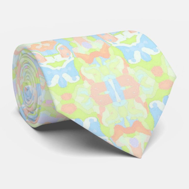 Cravate Coloré Soft Pastel Boho Trippy Hippie Mandala (Roulé)