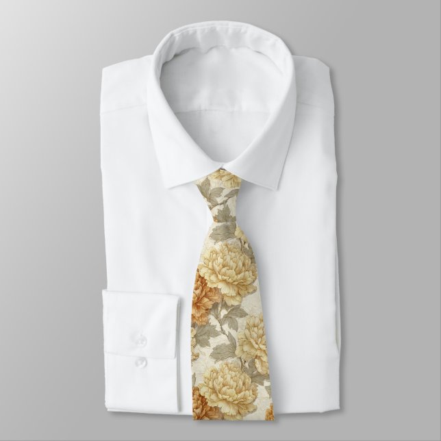 Cravate Colorful Fathers Day Gift Peonies (Attaché)