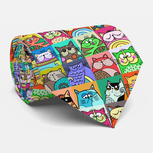 Cravate Communauté adorable de chats pour animaux de compa (Roulé)