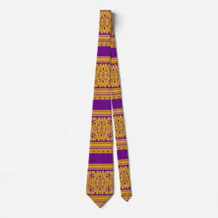 Cravate Concepteur À Motifs Purple Et Gold