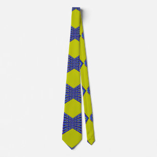 Cravate conception de motif bleu et jaune