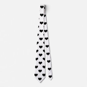 Cravate Conception de motif de cœur d'amour blanc et noir