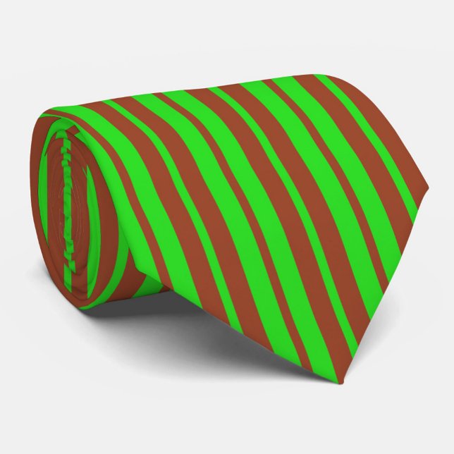 Cravate Conception de motif rayé stylé vert marron (Créateur téléchargé)