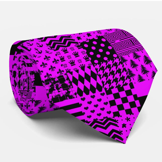 Cravate Conception de Patchwork Motifs mélangés violet noi (Créateur téléchargé)