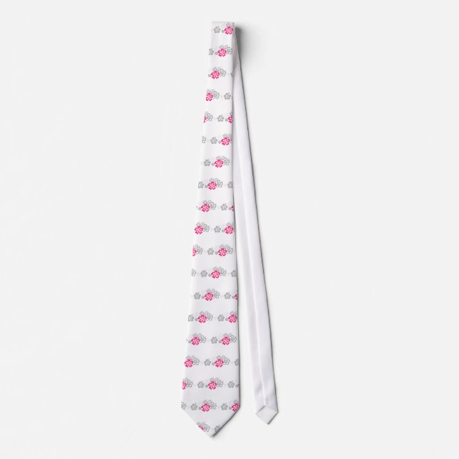 Cravate Conceptions grises et roses de ketmie (Devant)