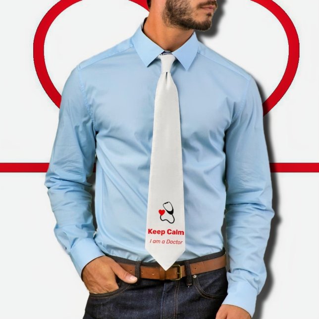 Cravate Conserver le calme - Je suis médecin - drôle (Créateur téléchargé)