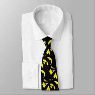 Cravate Contemporain Jaune / Noir