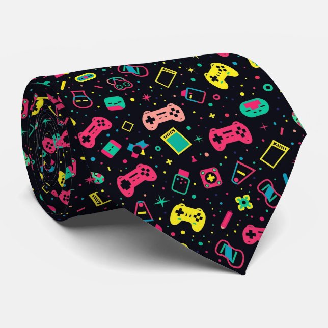 Cravate Contrôleurs de jeu vidéo et Motif de jouets (Roulé)