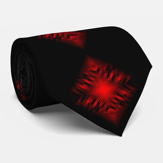 Cravate Cool Art numérique moderne rouge et noir (Roulé)