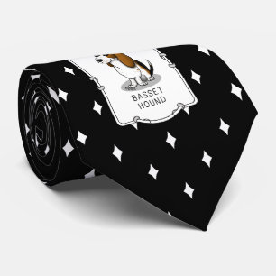 Cravate Cool Basset Hound chien et lunettes de soleil (tri