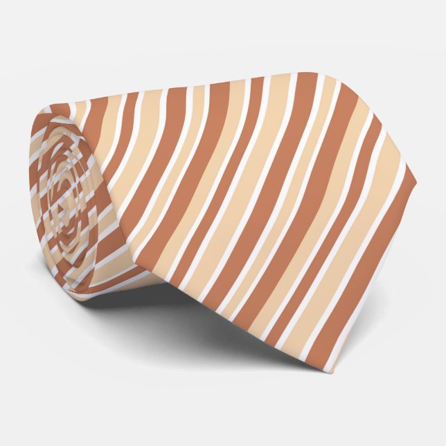 Cravate Cool brown white stripe pattern  (Roulé)
