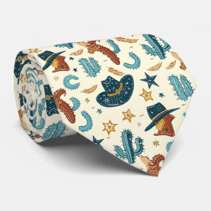 Cravate Cool carrelé cowboy motif Ouest