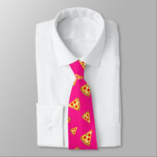 Cravate Cool et amusant pizza tranches motif rose chaud