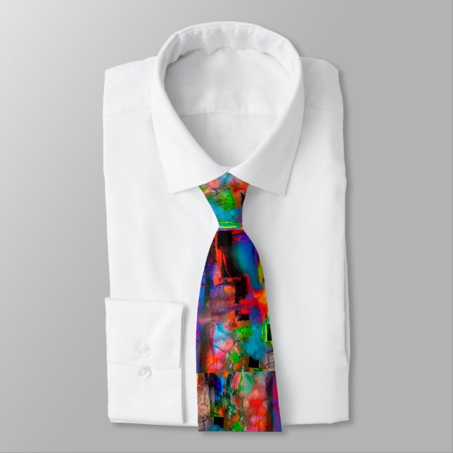 Cravate Cool Funky Hip Artsy Creative Art Moderne Peinture (Attaché)