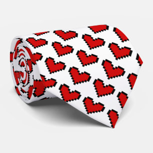 Cravate Cool funny red pixel icon heart party neck tie