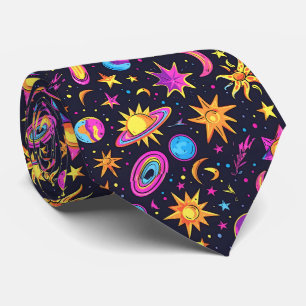 Cravate Cool galaxie disco carrelée motif