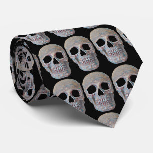 Cravate Cool gothique noir gris crâne Motif