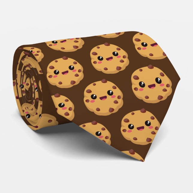Cravate cool Kawaii chocolat puce biscuit carrelé motif (Roulé)