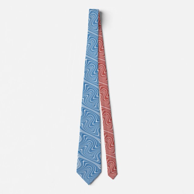 Cravate Cool moderne rouge/bleu blanc gris courbe Motif (Devant)