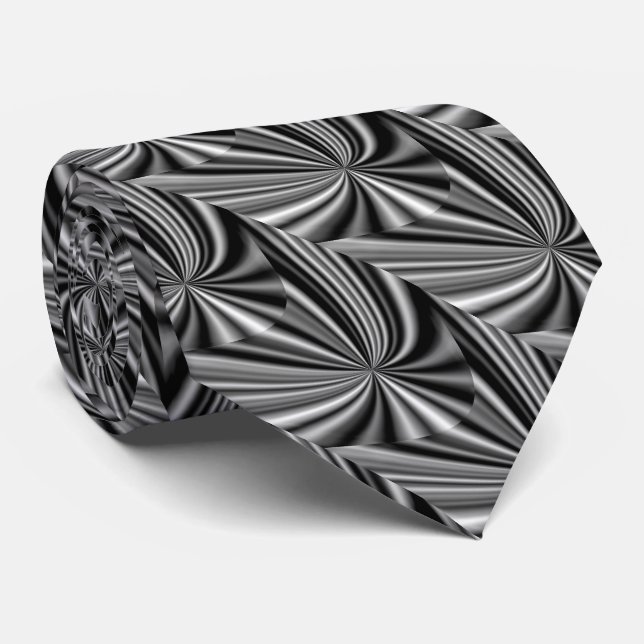 Cravate Cool noir blanc argent Motif unique (Roulé)