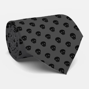 Cravate Cool noir gris foncé crâne Pois Motif Mens