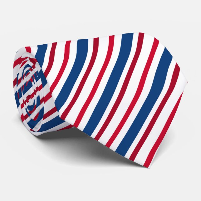 Cravate cool Patriotique rouge blanc bleu rayé motif (Roulé)