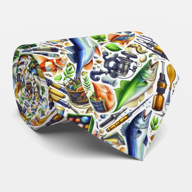 Cravate Cool pêcheur motif carrelé (Roulé)