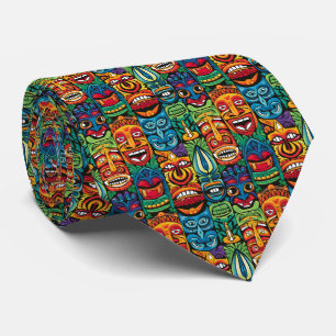 Cravate Cool plage tiki tête motif carrelée