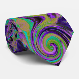 Cravate Cool Retro Purple and Chartreuse Liquid Art Swirl
