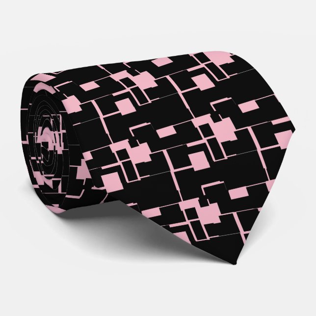 Cravate Cool tendance noir/rose Motif (Roulé)