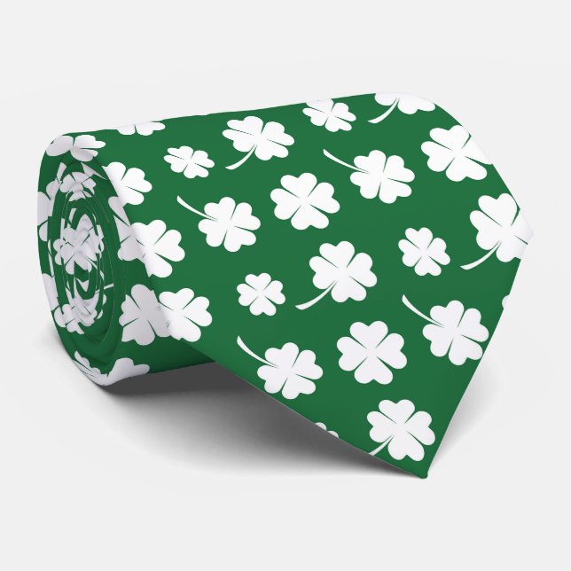 Cravate Cool tiled four leaf clovers Saint Patrick's Day  (Roulé)