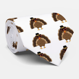 Cravate Cool Turquie Thanksgiving fun blanc motif