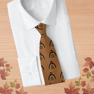 Cravate Cool Turquie Thanksgiving fun brown motif