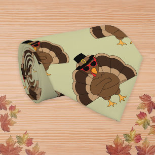 Cravate Cool Turquie Thanksgiving fun brun vert motif