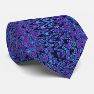 Cravate Cool violet et bleu Abstrait teinture Vagues rétro