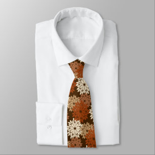 Cravate Copie florale moderne de kimono, brun foncé et Ta