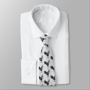 Cravate Coq d'affaires ligne d'art noir et blanc