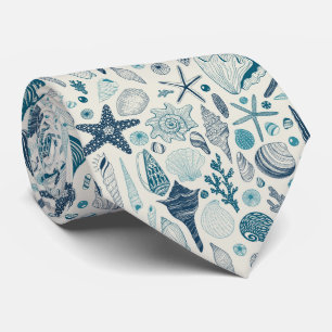 Cravate Coques de mer sur le blanc