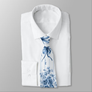 Cravate Coquette bleu moyen et blanc 
