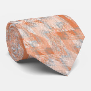 Cravate Corail, orange, beige, gris texturé zigzag.